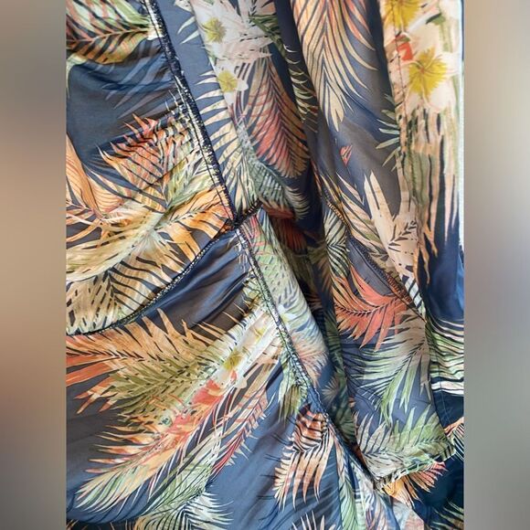 Terra & Sky navy blue tropical beach maxi Boho dress smocked tiered plus size 4X - Picture 8 of 13